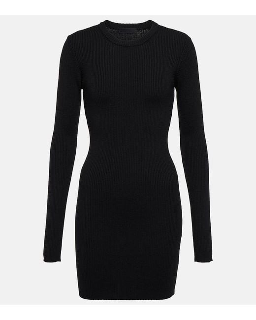 Wardrobe NYC Black Rib-Knit Wool Minidress