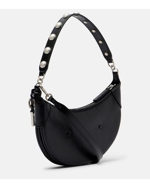 Polo Ralph Lauren Black Polo Id Mini Studded Leather Shoulder Bag