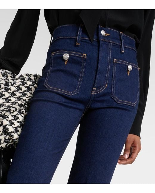 Veronica Beard Blue Carson Cropped Flared Jeans