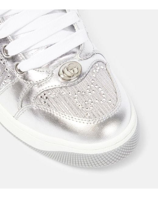 Gucci White Sneakers Screener GG aus Metallic-Leder