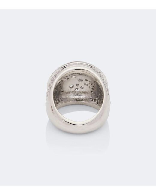 Gucci White Interlocking G Embellished Ring