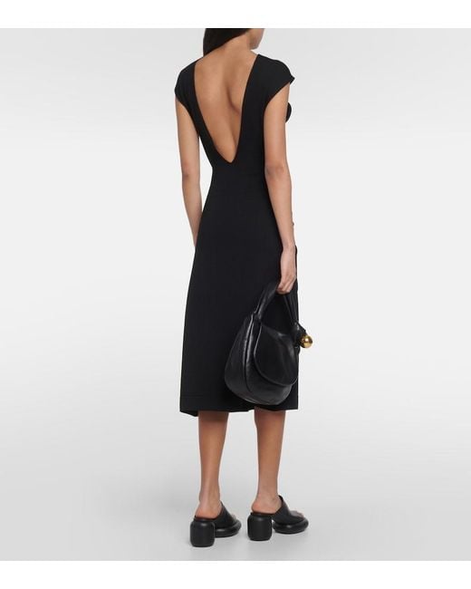 Jil Sander Black Virgin Wool Midi Dress
