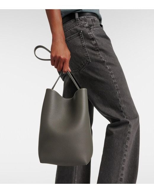 The Row Gray N/S Park Medium Leather Tote Bag