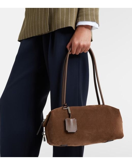 Max Mara Brown Large Suede Shoulder Bag