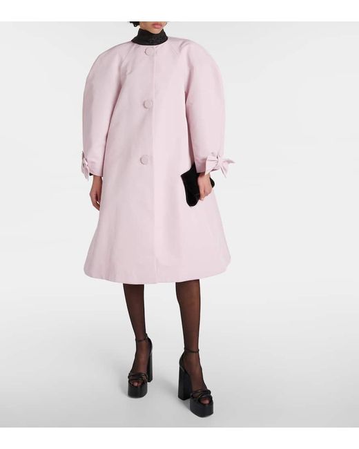 Nina Ricci Pink Bow-detail Boxy Taffetta Coat