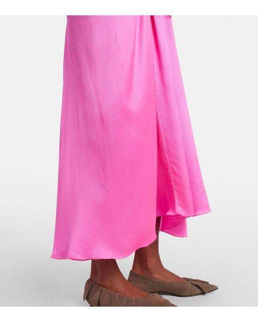 J.W. Anderson Pink Gathered Silk Maxi Dress