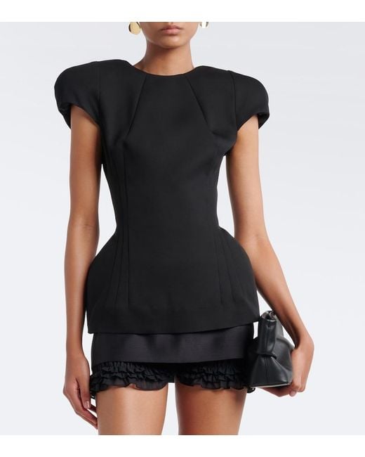 Magda Butrym Black Padded Silk And Cashmere Top