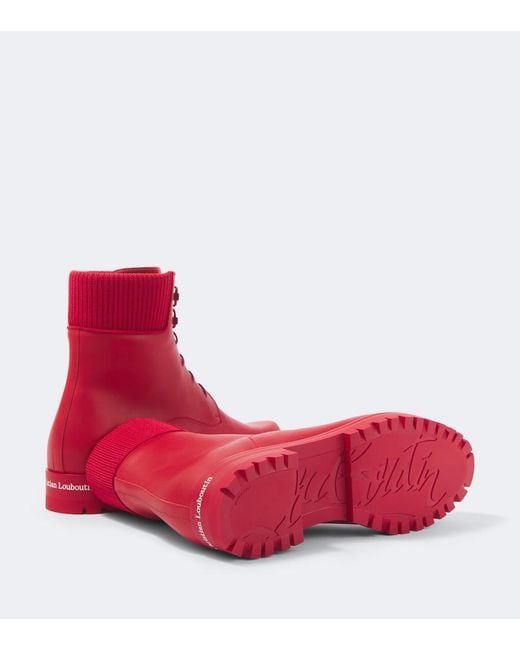 Christian Louboutin Red Trapman Tct 2 Leather Lace-Up Boots for men