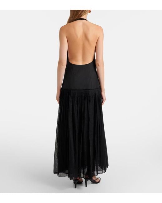 Rohe Black Pleated Wool-Blend Muslin Maxi Dress