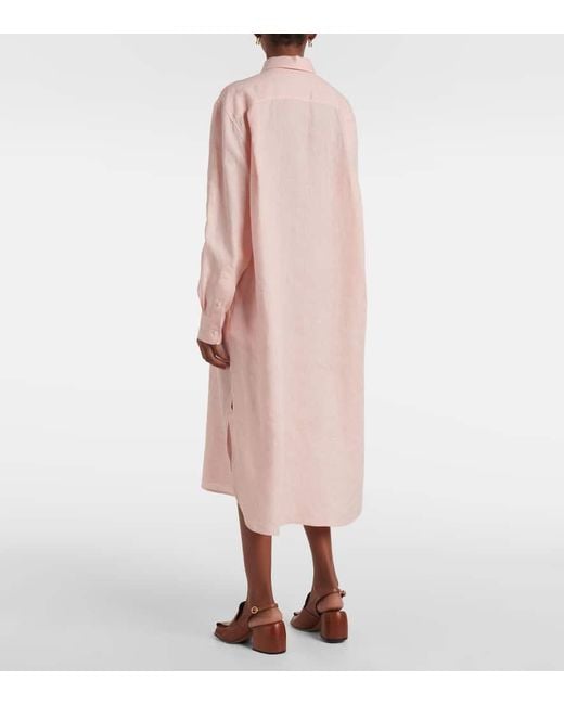 Vestido Camisero Lora De Lino Loro Piana de color Pink