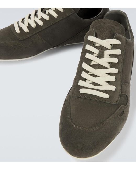 Rick Owens Green Minimal Suede Sneakers for men