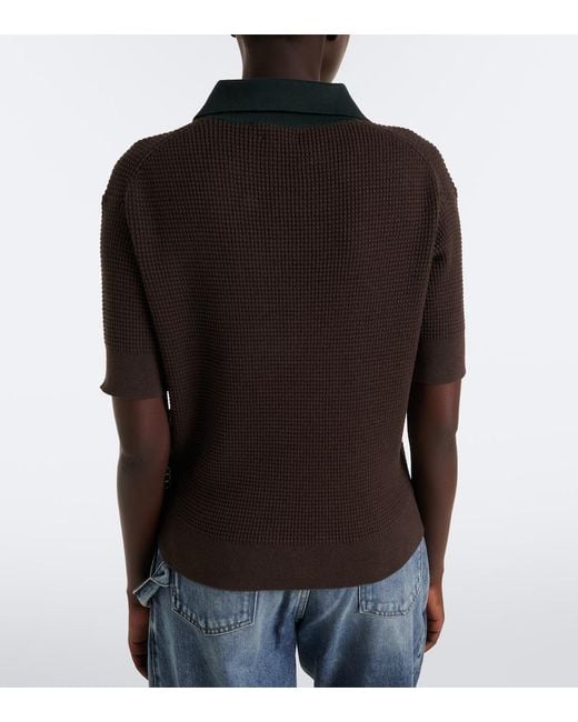 J.W. Anderson Black Waffle-Knit Cotton And Cashmere-Blend Polo Shirt