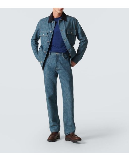 Camiseta Ray En Jersey De Algodon Loro Piana de hombre de color Blue