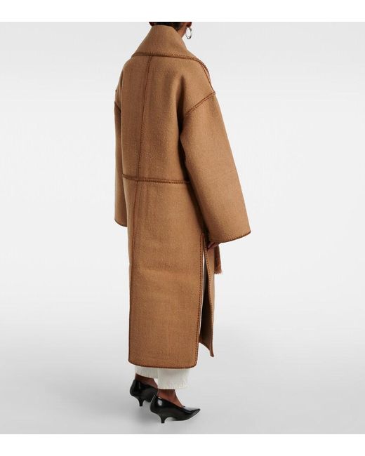 Totême Natural Wool Coat With Scarf