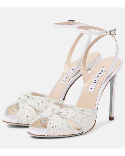 Aquazzura White Verzierte Sandalen Slow Kisses Aus Leder