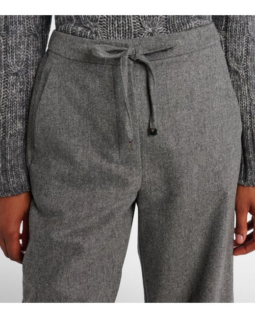 Max Mara Gray Floria Virgin Wool Straight Pants