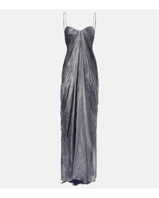 Maria Lucia Hohan Blue Victoria Draped Silk Gown