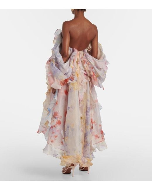 Zimmermann Pink Crush Linen And Silk Organza Maxi Dress