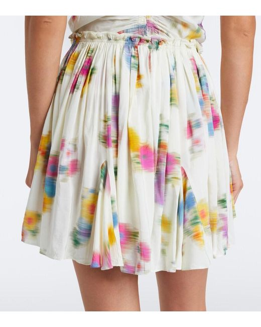 Isabel Marant White Livy Pleated Printed Miniskirt
