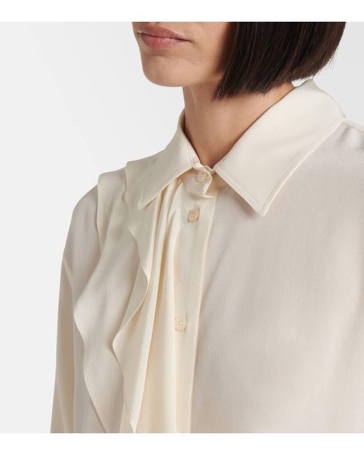 Victoria Beckham Natural Ruffled Silk Blouse