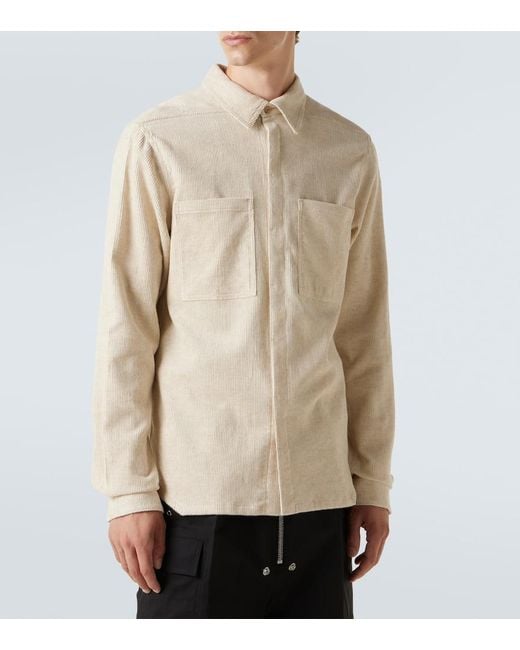 Rick Owens Natural Cotton And Linen Corduroy Overshirt for men