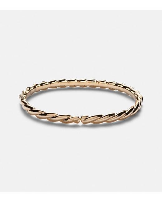 David Yurman Metallic Sculpted Cable Flex 18Kt Bracelet With Diamonds