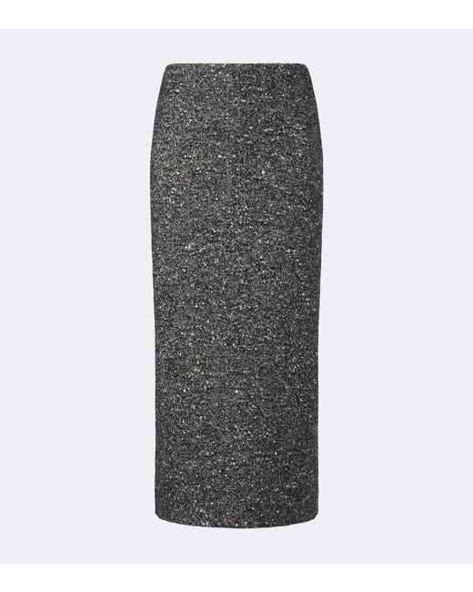 Valentino Gray Chevron Wool-Blend Boucle Pencil Skirt