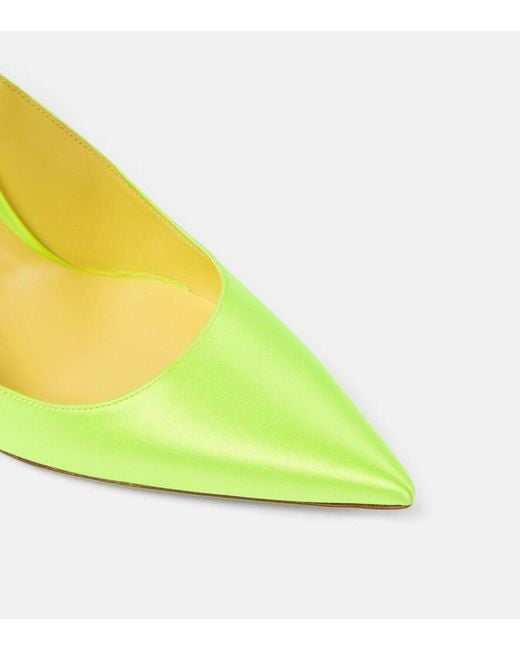 Rene Caovilla Yellow Cleo Crystal-Embellished Satin Pumps