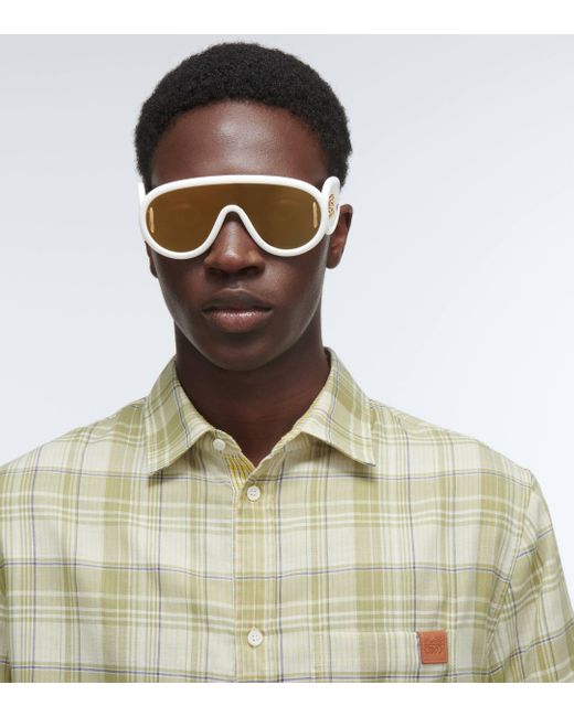 Loewe White Paula's Ibiza Wave Mask Oversized D-frame Embellished Acetate Sunglasses for men