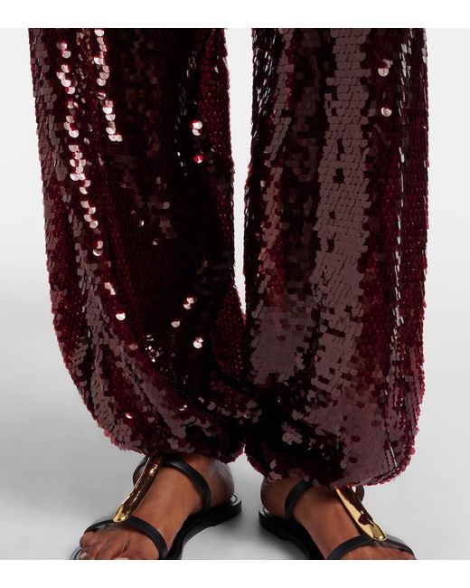 Adriana Degreas Red Sequined Balloon Pants