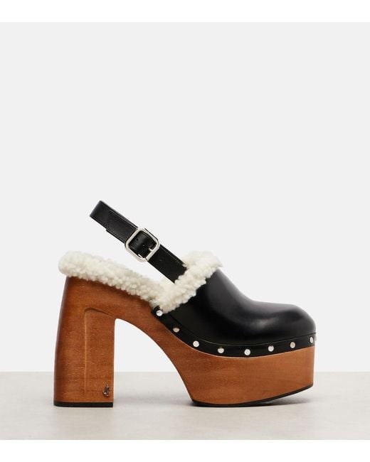 Jimmy Choo Black Alida 135 Leather Platform Clogs