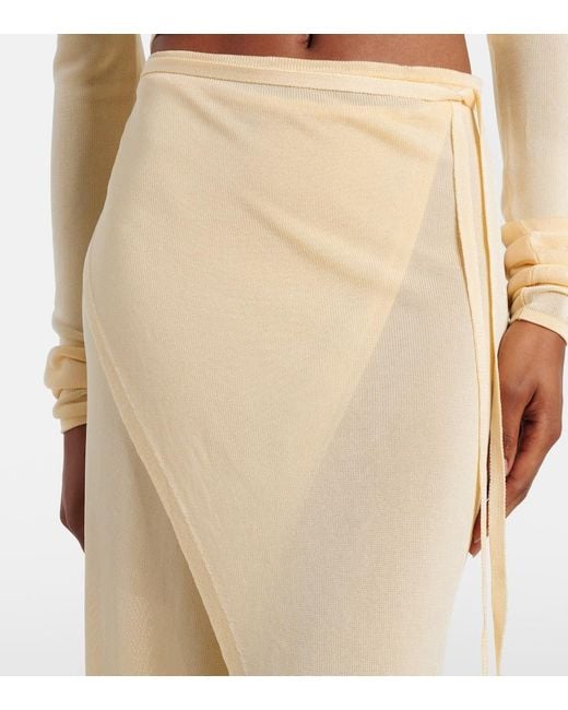 Frankie Shop Natural Alsen Knitted Sheer Wrap Skirt