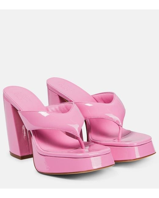 Gia Borghini Pink Patent Leather Platform Sandals
