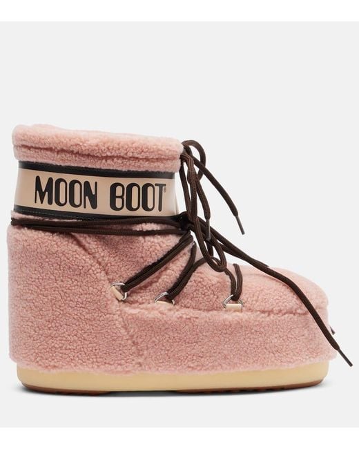 Moon Boot Pink Icon Fleece Ankle Boots