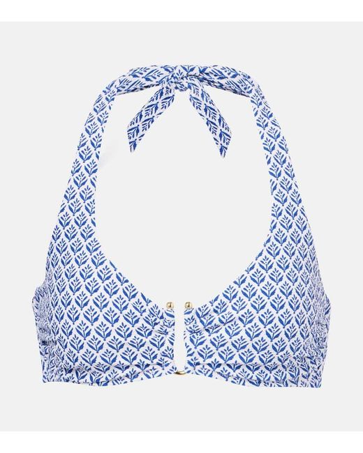Heidi Klein Blue Bedrucktes Bikini-Oberteil Cape Cod U-Bar