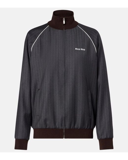 Miu Miu Black Blouson Aus Schurwolle