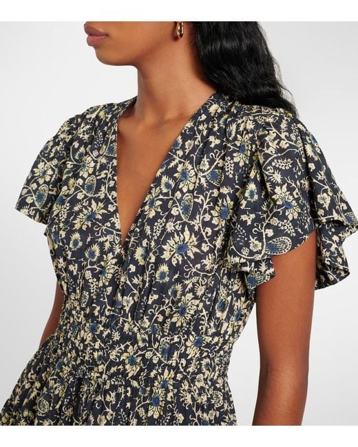 Ulla Johnson Green Lyria Floral Cotton-Blend Midi Dress