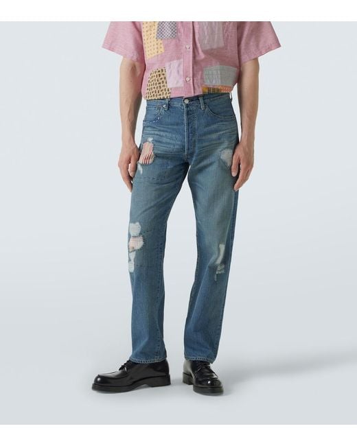 Junya Watanabe Blue X Levi's Patchwork Straight Jeans for men