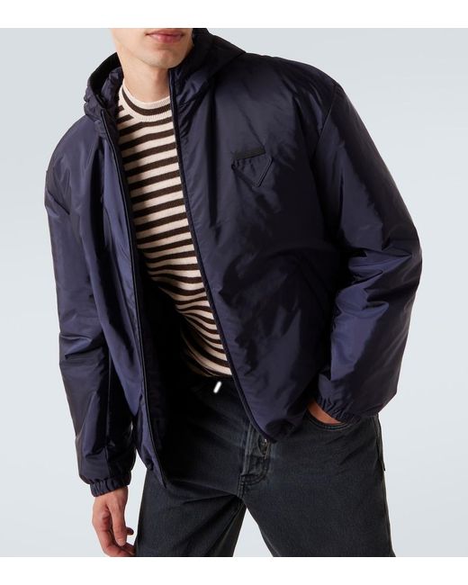 Prada Blue Hooded Re-Nylon Jacket for men