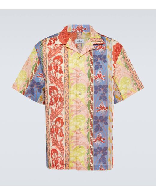 Etro Multicolor Printed Cotton Bowling Shirt for men