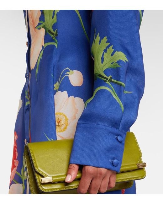 Robe Longue Josephine En Soie A Fleurs LEO LIN en coloris Blue