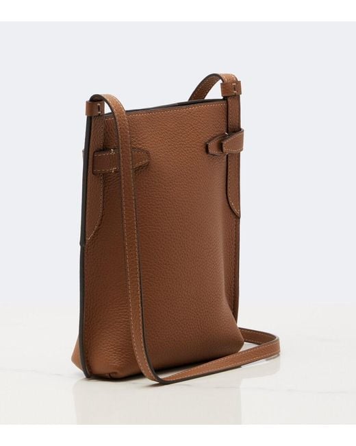 Tod's Brown T Timeless Leather Phone Pouch