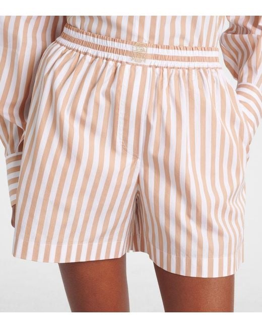 Brunello Cucinelli Pink Striped Cotton And Silk Bermuda Shorts