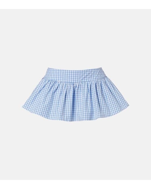 ShuShu/Tong Blue Gathered Gingham Cotton Skort