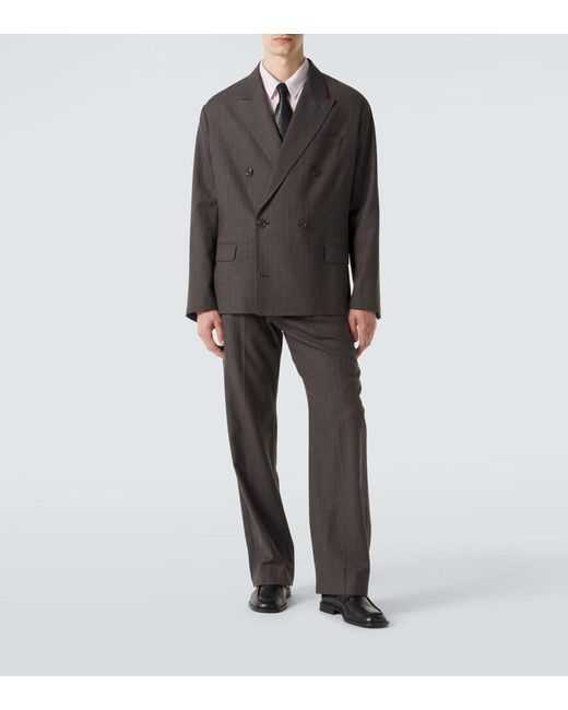 Our Legacy Black Halt Striped Wool And Cotton Blazer for men