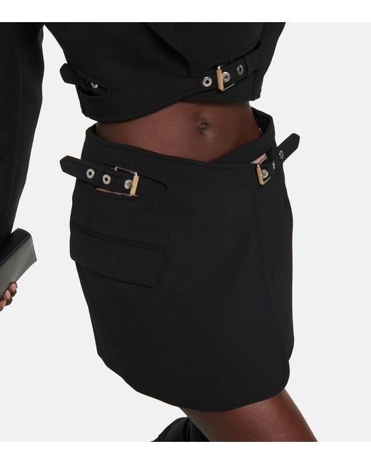 Dion Lee Black Interlock High-Rise Wrap Miniskirt