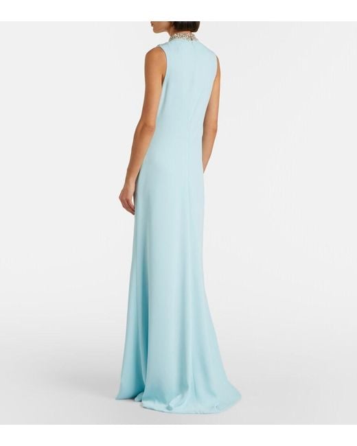 Costarellos Blue Embellished Gown