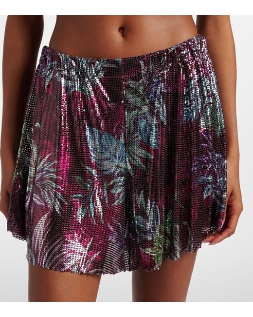 Rabanne Purple Printed Chainmail Shorts