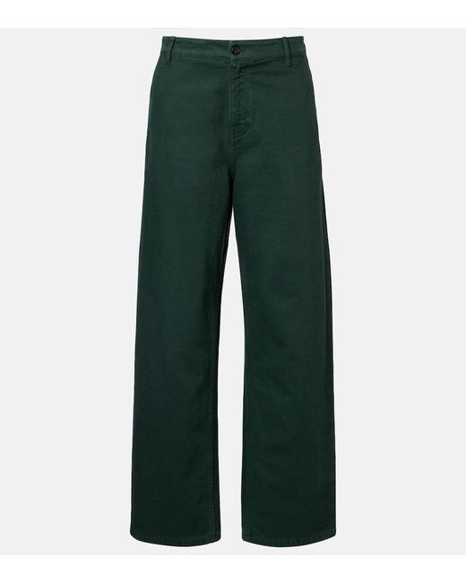 Miu Miu Green Cotton Gabardine Straight Pants