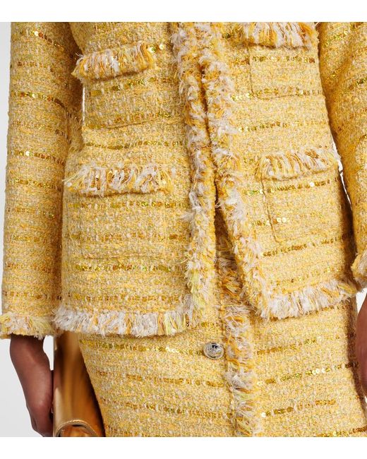 Giambattista Valli Yellow Verzierte Jacke aus Boucle